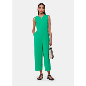 Whistles Josie Green Zip Front Jumpsuit